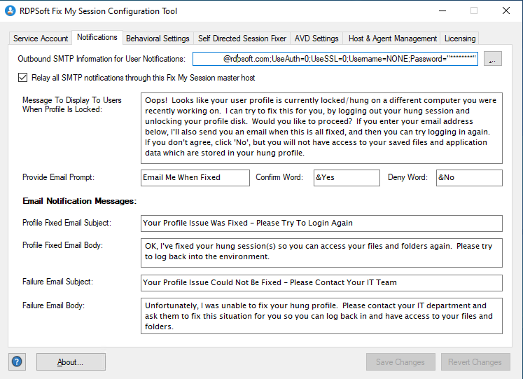 Set Email Relay and Customize On Screen Messaging to Users