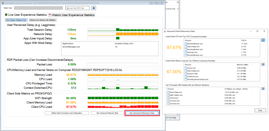 DEX Dashboard With Client Side Endpoint Metrics