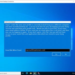 When Fix My Session is installed on your RDS, AVD and other EUC hosts, it automatically detects when a user's profile is locked, and takes action to fix the problem.  The user is then automatically notified via email when everything is resolved.
